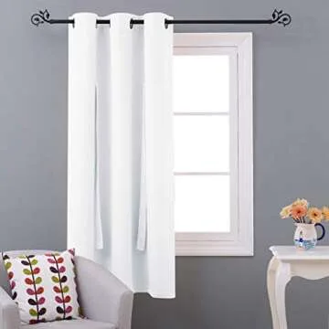 NICETOWN Roman Shades for Home Windows - Thermal Insulated Balloon Shade Blackout Curtain Tie Up Blind for Small Window/Kitchen (Grommet Top Panel, 46" W x 63" L, White)