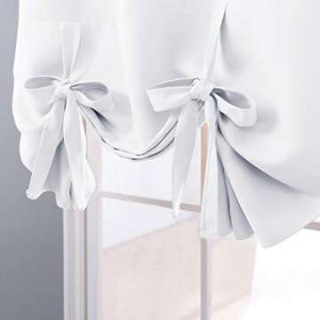 NICETOWN Roman Shades for Home Windows - Thermal Insulated Balloon Shade Blackout Curtain Tie Up Blind for Small Window/Kitchen (Grommet Top Panel, 46" W x 63" L, White)