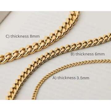 Cuban Link Bracelet for Men Trendy Gold Stainless Steel Chain Bracelets Curb Chain for Teens Women Jewelry for Man Metal Hip Hop Rapper 3.5mm 7inches