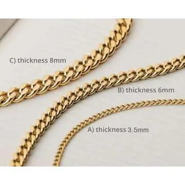 Cuban Link Bracelet for Men Trendy Gold Stainless Steel Chain Bracelets Curb Chain for Teens Women Jewelry for Man Metal Hip Hop Rapper 3.5mm 7inches