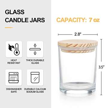 SHOWIN Thick Candle Jars - 16 Pcs Set with Wooden Lids for Candle Making