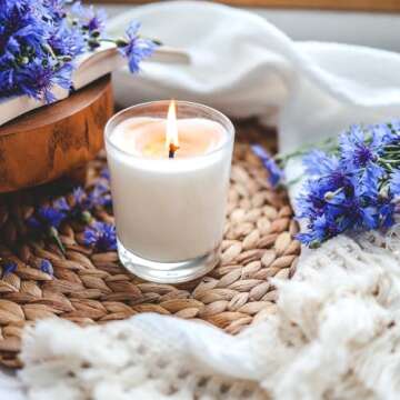 16 Pcs SHOWIN Candle Jars with Wood Lids - 7 OZ