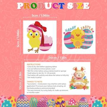 MDDRUIQI Easter Tattoos for Kids - Easter Basket Essentials Bulk - Egg Fillers Stickers for Boys Gir...