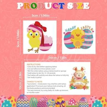 MDDRUIQI Easter Tattoos for Kids - Easter Basket Essentials Bulk - Egg Fillers Stickers for Boys Gir...