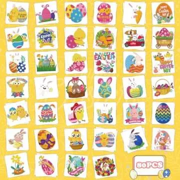 MDDRUIQI Easter Tattoos for Kids - Easter Basket Essentials Bulk - Egg Fillers Stickers for Boys Girls,Kids Easter Gifts Toys for Teens | Easter Games Crafts Party Favors for Adults(80 Pack)