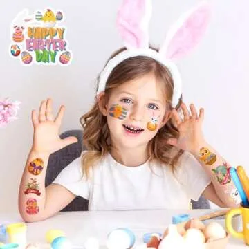 MDDRUIQI Easter Tattoos for Kids - Easter Basket Essentials Bulk - Egg Fillers Stickers for Boys Girls,Kids Easter Gifts Toys for Teens | Easter Games Crafts Party Favors for Adults(80 Pack)
