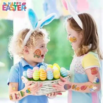 MDDRUIQI Easter Tattoos for Kids - Easter Basket Essentials Bulk - Egg Fillers Stickers for Boys Girls,Kids Easter Gifts Toys for Teens | Easter Games Crafts Party Favors for Adults(80 Pack)