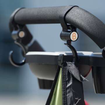 Stroller Hook - 2 Pack of Multi Purpose Hooks - Hanger for Baby Diaper Bags, Groceries, Clothing, Purse - Great Accessory for Mommy When Jogging, Walking or Shopping