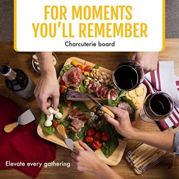 Sky Solutions Charcuterie Board - 13 x 13 Inch Wooden Bamboo Cheese Board, Serving, Kitchen, Home - ...