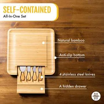 Sky Solutions Charcuterie Board - Elegant Bamboo Serving Set