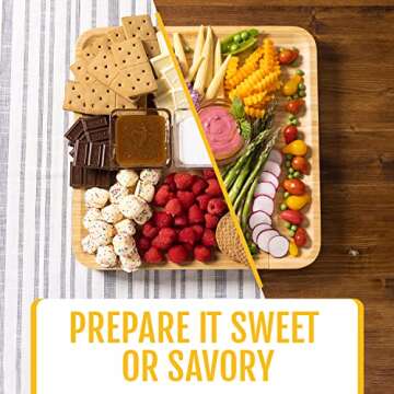 Sky Solutions Charcuterie Board - 13 x 13 Inch Wooden Bamboo Cheese Board, Serving, Kitchen, Home - Wood Charcuterie Boards Set w/ 4 Knives and Drawer - Wedding & Housewarming Gift