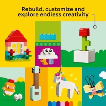 LEGO Classic Vibrant Creative Brick Box, Arts & Crafts Sensory Toy for Kids, Creative Building Set with a Unicorn, Skateboard, Guitar, Plane & More, Birthday Gift for 4 Year Old Girls and Boys, 11038
