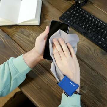 SPUDZ Classic | Microfiber Cloth Screen Cleaner and Lens Cleaner | Open Bottom | Black | 10 x 10 Inches