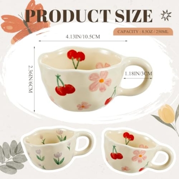Vesici 2 Pcs Cute Flower Ceramic Coffee Mugs Gift