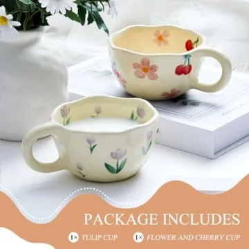 Vesici 2 Pcs Cute Flower Ceramic Coffee Mugs Gift