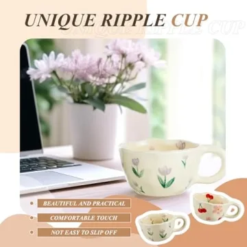 Vesici 2 Pcs Cute Flower Ceramic Coffee Mugs Gift