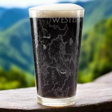 MAP OF WESTEROS Engraved Pint Glasses - Great Gift!