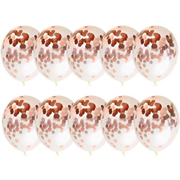10 XL Rose Gold Confetti Balloons - Package of 18" Clear Balloons - Filled Rose Gold Foil - Wedding ...