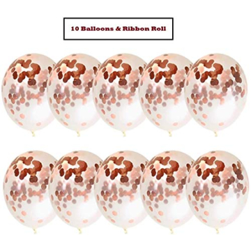 10 XL Rose Gold Confetti Balloons for Parties and Weddings