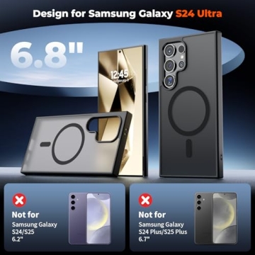 SUPFINE Magnetic Case for Samsung Galaxy S24 Ultra - Slim Translucent Shockproof Design with MagSafe...