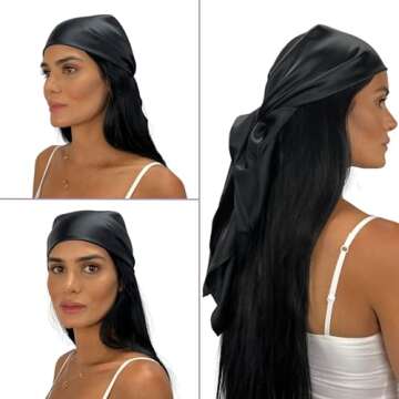 100% Pure Mulberry Silk Head Scarf | Women's Hair Wrap for Sleeping at Night | Maintains Style, Redu...