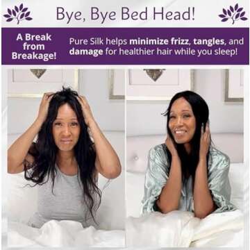 100% Pure Mulberry Silk Head Scarf | Women's Hair Wrap for Sleeping at Night | Maintains Style, Reduces Frizz, Aids Growth - Black