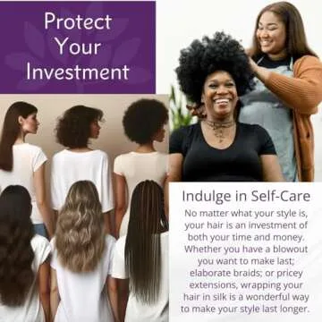 100% Pure Mulberry Silk Head Scarf | Women's Hair Wrap for Sleeping at Night | Maintains Style, Reduces Frizz, Aids Growth - Black