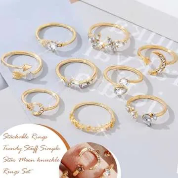 Trendy Gold Stackable Rings for Women Gifts