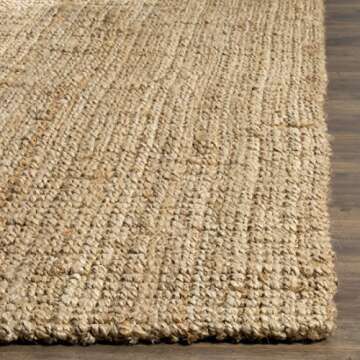 SAFAVIEH Natural Fiber Collection Area Rug - 5' x 8', Natural, Handmade Farmhouse Jute, Ideal for High Traffic Areas in Living Room, Bedroom (NF747A)