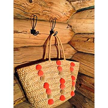 PAINISTIC HOOXX 10 Pack of Rustic Entryway Hooks | Black Wall Mounted Vintage Double Coat Hangers with Large Screws| Hard Industrial Heavy Duty Hook Set, White, (SG_B0787DRVCH_US)