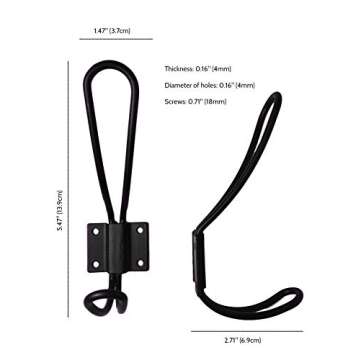 PAINISTIC HOOXX 10 Pack of Rustic Entryway Hooks | Black Wall Mounted Vintage Double Coat Hangers with Large Screws| Hard Industrial Heavy Duty Hook Set, White, (SG_B0787DRVCH_US)