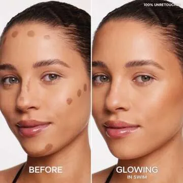 Saie Dew Bronze - Soft-Focus Liquid Bronzer + Liquid Contour - Enriched with Plant-Derived Glycerin to Effortlessly Blend + Deeply Nourish Skin - Swim (0.4 oz)