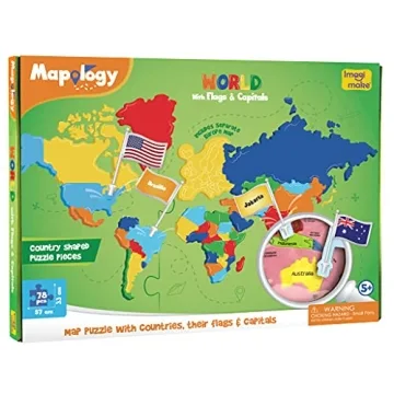 Imagimake Mapology World Map Puzzle With Flags and Capitals