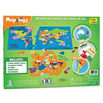 Imagimake Mapology World Map Puzzle With Flags and Capitals