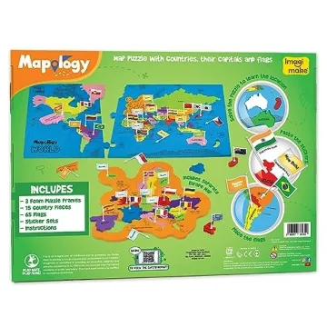 Imagimake Mapology World Map Puzzle With Flags and Capitals