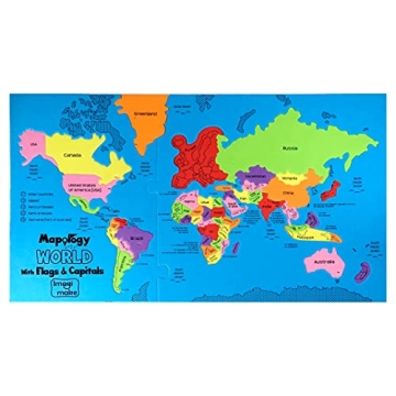 Imagimake Mapology World Map Puzzle With Flags and Capitals
