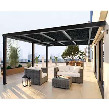 Shatex 90% Shade Fabric Sun Shade Cloth Taped Edge with Grommets Sun-Block Mesh Shade for Pergola Cover Canopy 8’ x 12’, Black