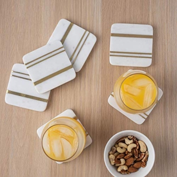 Luxury Marble Coasters Set with Gold Brass Inlay