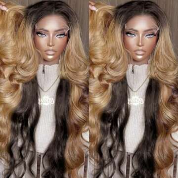 COLLUU 200 Density 13x6 Lace Front Wigs Human Hair Pre Plucked With Baby Hair 4/27 13x6 Honey Blonde...