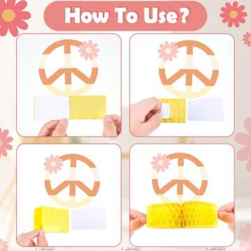 9 Pcs Groovy Hippie Boho Party Honeycomb Centerpieces Retro Groovy Party Decorations Boho Two Groovy Rainbow Daisy Flower Theme Table Topper for Baby Shower 2nd Birthday Decoration Photo Booth Prop