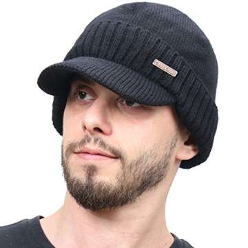 Stylish CAMOLAND Wool Winter Beanie and Scarf Set with Visor & Earflaps