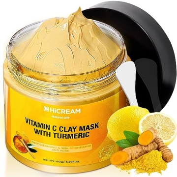Hicream Turmeric Vitamin C Clay Mask, Clay Face Mask Skin Care with Kaolin Clay and Aloe for Dull Sk...