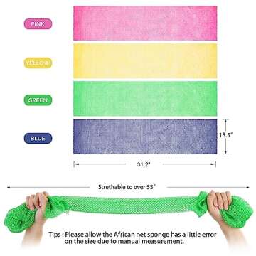 Zerwhil 2 Pieces African Net Sponge, Authentic Real African Exfoliating Net Bath Sponge Wash Cloth L...