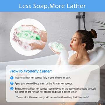 Zerwhil 2 Pieces African Net Sponge, Authentic Real African Exfoliating Net Bath Sponge Wash Cloth Loofah Exfoliating, Body Back Scrubber for Shower, Nylon Exfoliating Washcloth Towel for All Skin