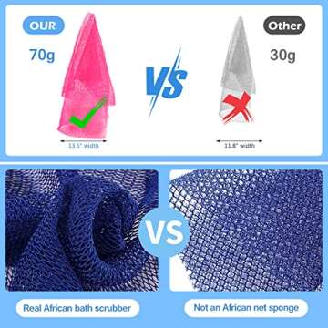 Zerwhil 2 Pieces African Net Sponge, Authentic Real African Exfoliating Net Bath Sponge Wash Cloth Loofah Exfoliating, Body Back Scrubber for Shower, Nylon Exfoliating Washcloth Towel for All Skin