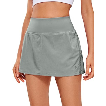 CRZ YOGA Pleated Tennis Skorts Skirts for Women with Pockets 13'' - High Waisted Golf Skirts Workout...