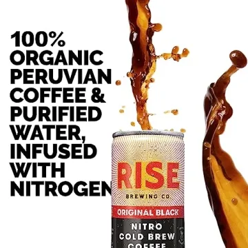 RISE Nitro Cold Brew Coffee Cans - Organic, Vegan & Delicious