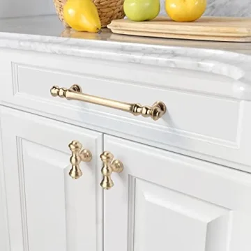 Asidrama 10 Pack Brushed Brass Kitchen Cabinet Handles