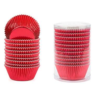 Gifbera Standard Red Foil Cupcake Liners Wrappers Baking Cups for Birthday Wedding Holiday Party, 20...