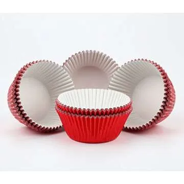 Gifbera Standard Red Foil Cupcake Liners Wrappers Baking Cups for Birthday Wedding Holiday Party, 200-Count (Red)